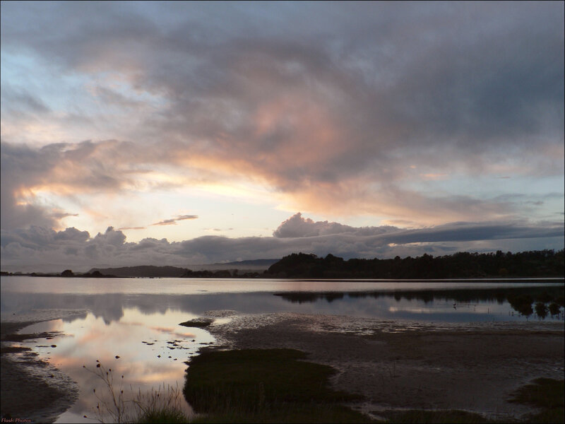 Sunset over a Lake — Gray