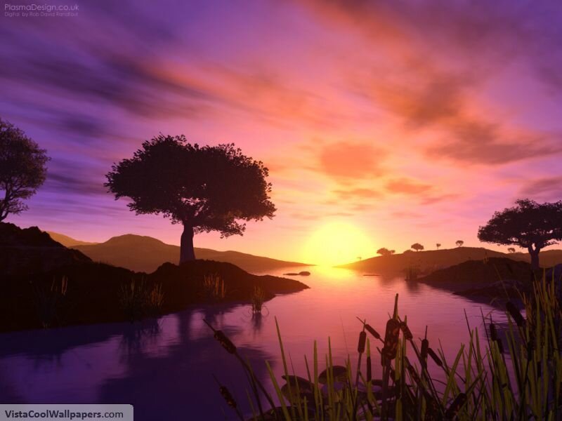 Sunset over a Lake — Purple, Serene
