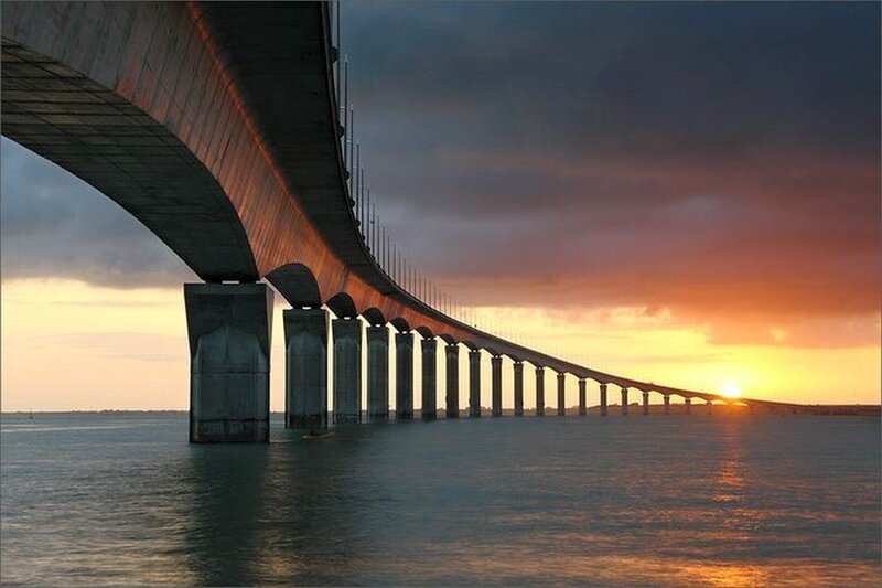 Sunset over a Long Bridge — Orange