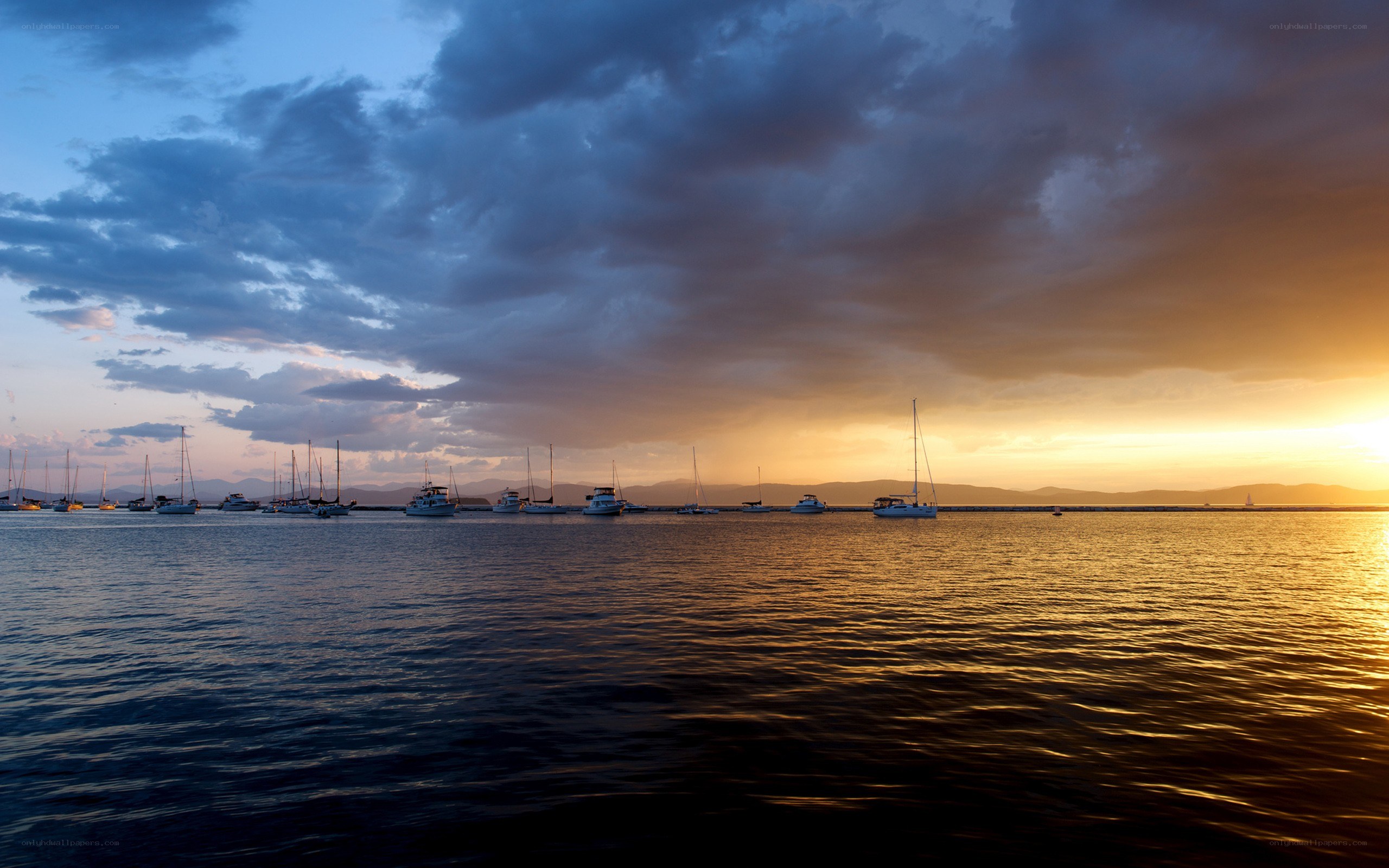 Sunset over a marina