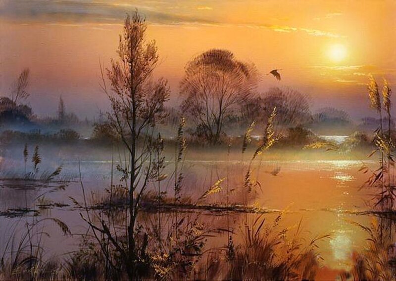 Sunset over a Marsh — Orange