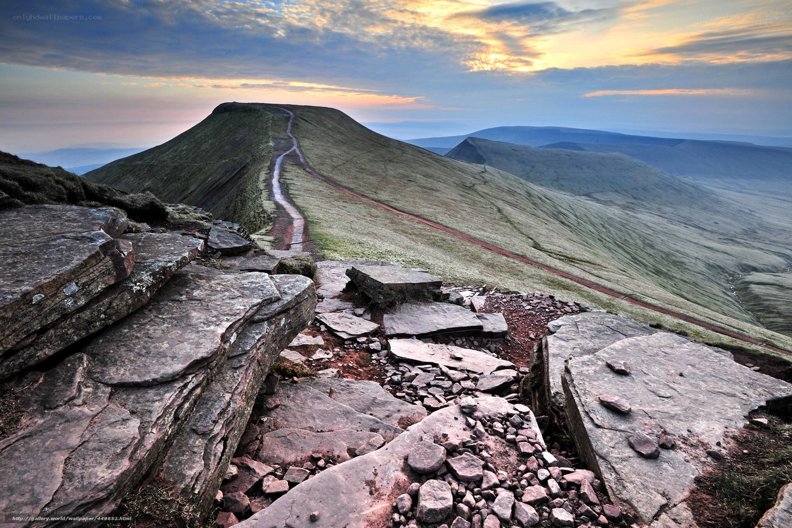 Sunset over a mountain ridge