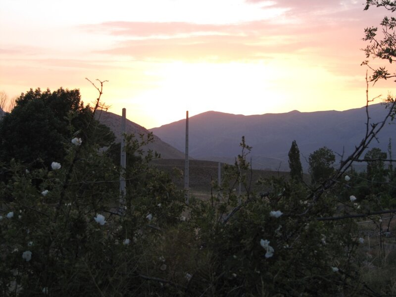 Sunset over a mountain valley