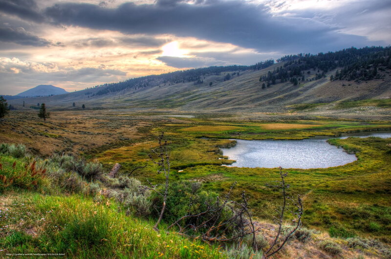 Sunset over a mountain valley