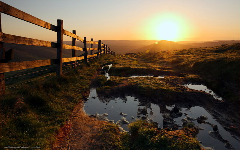 Sunset over a muddy path