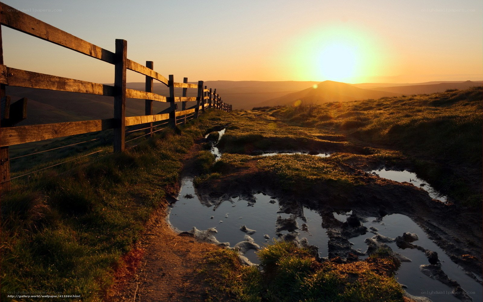 Sunset over a muddy path