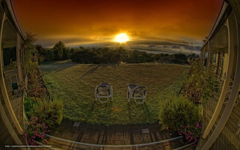 Sunset over a peaceful yard