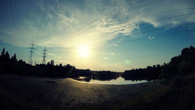 Sunset over a Pond — Blue, Serene