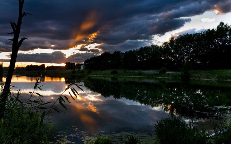 Sunset over a Pond — Dark Blue
