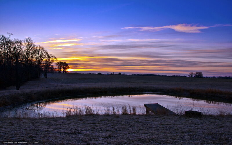 Sunset over a pond