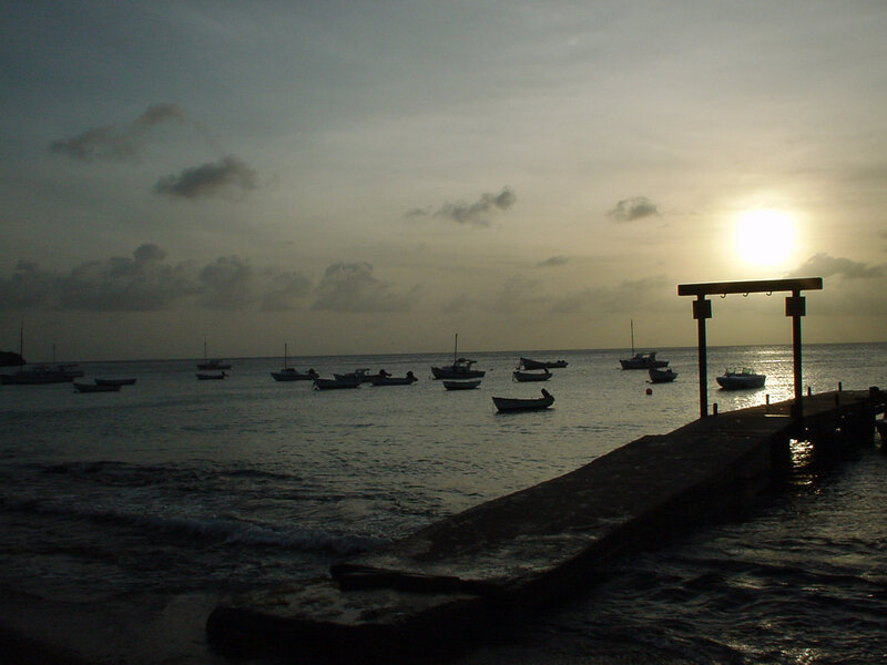 sunset over a quiet harbor