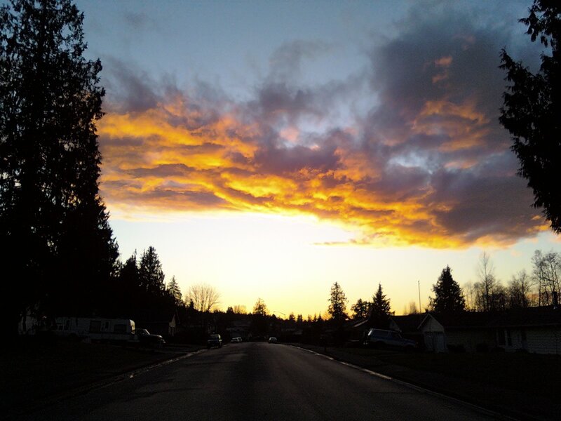Sunset over a quiet neighborhood