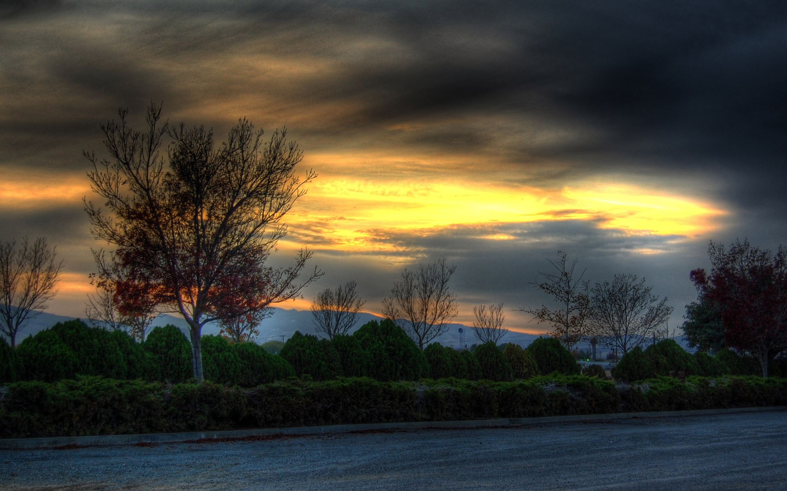 Sunset over a quiet road