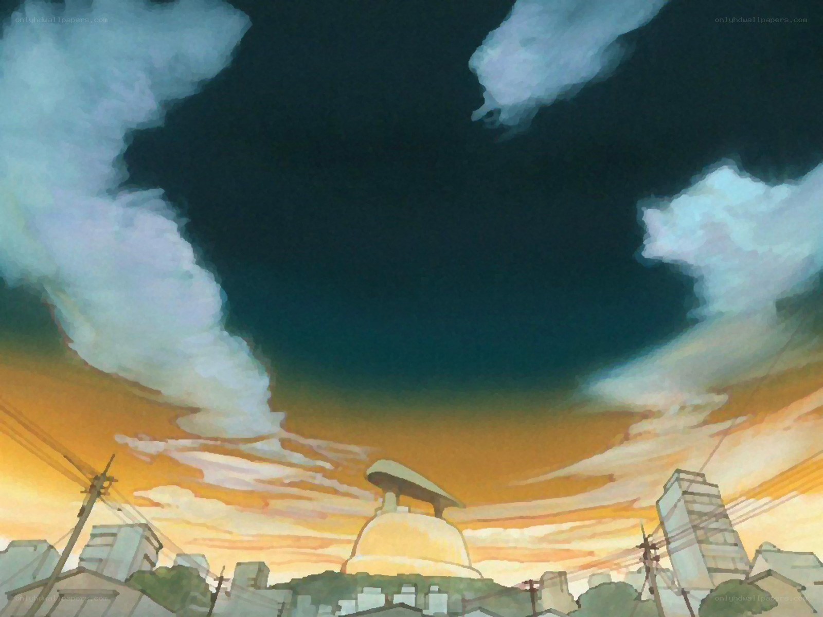 Sunset over a quiet town