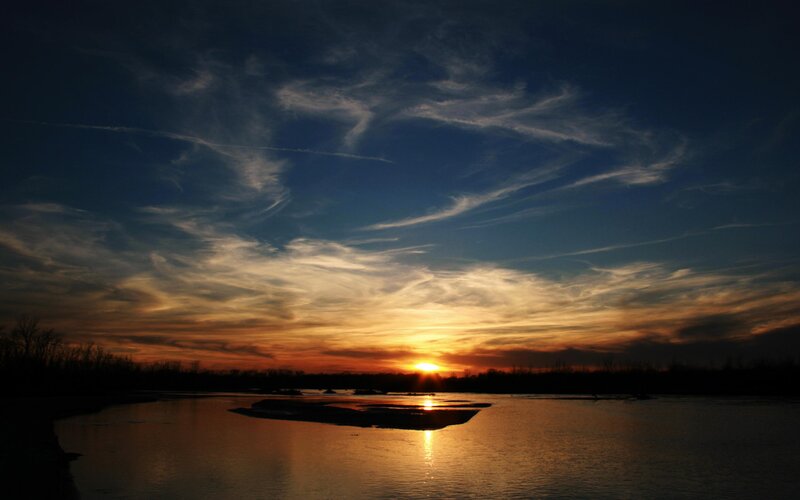 sunset over a river