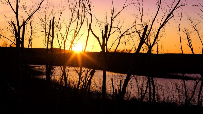 Sunset over a river