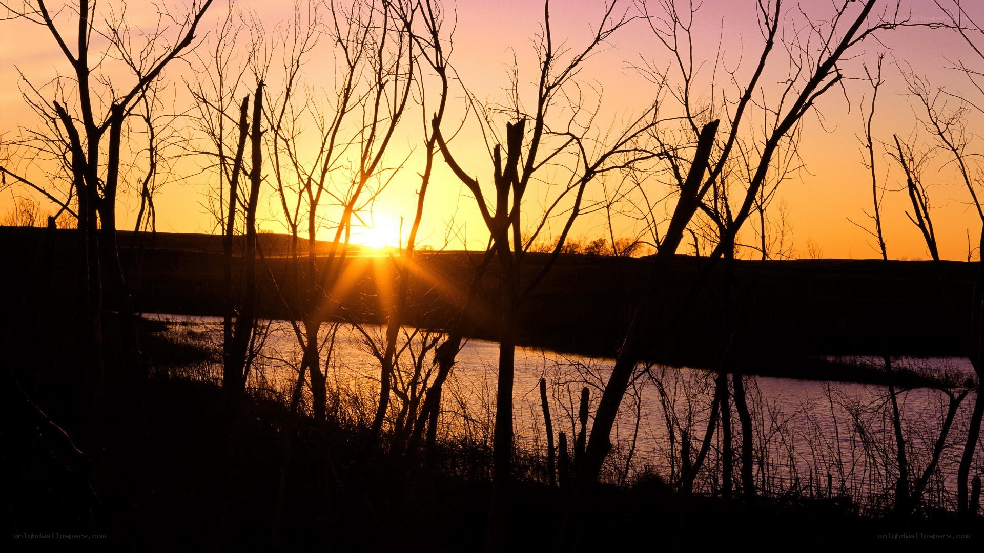 Sunset over a river