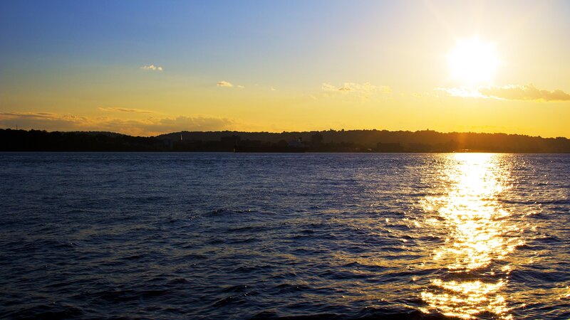 Sunset over a river