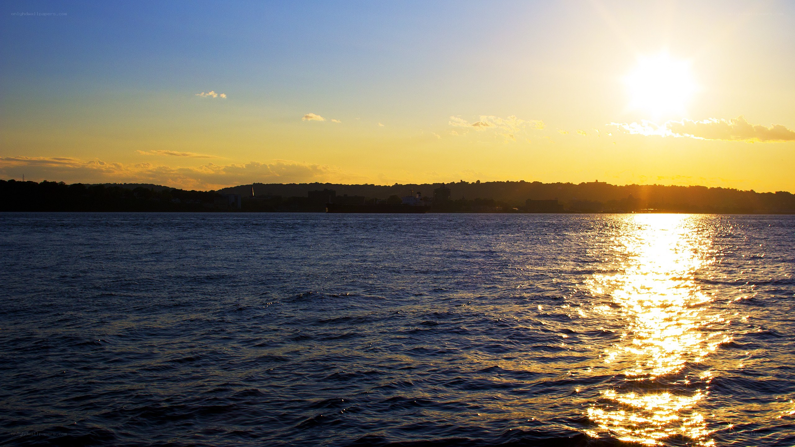 Sunset over a river