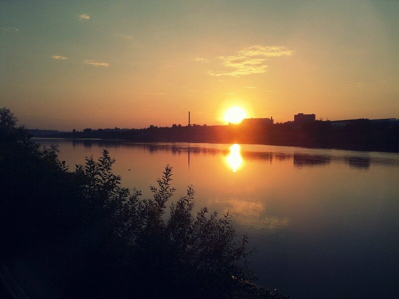 Sunset over a river