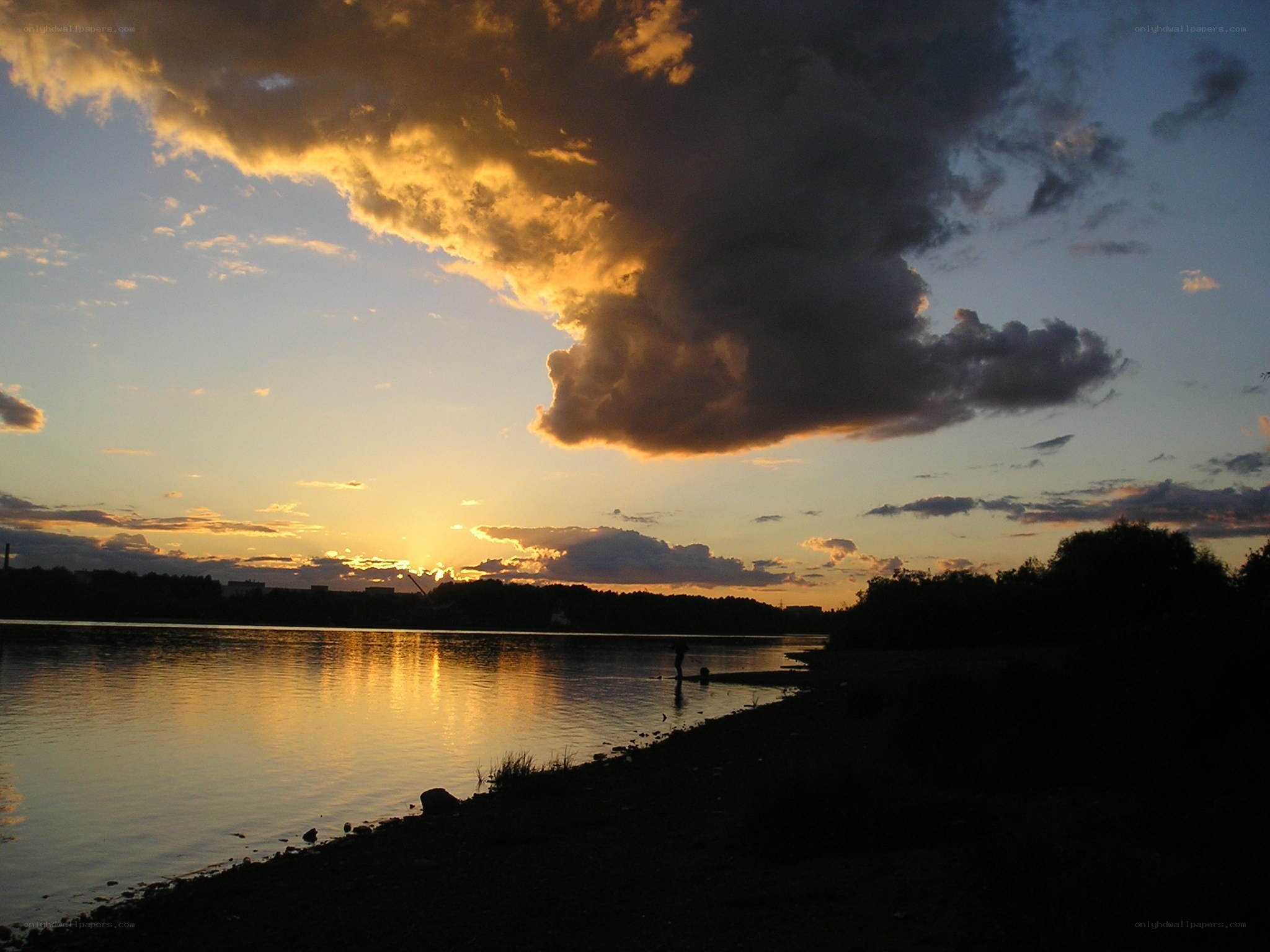 Sunset over a river