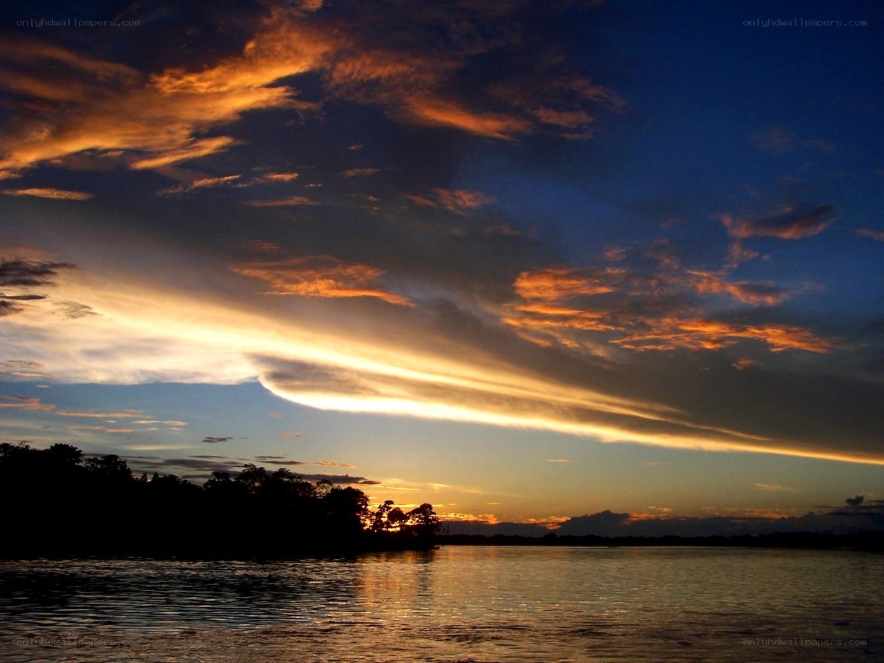 Sunset over a river