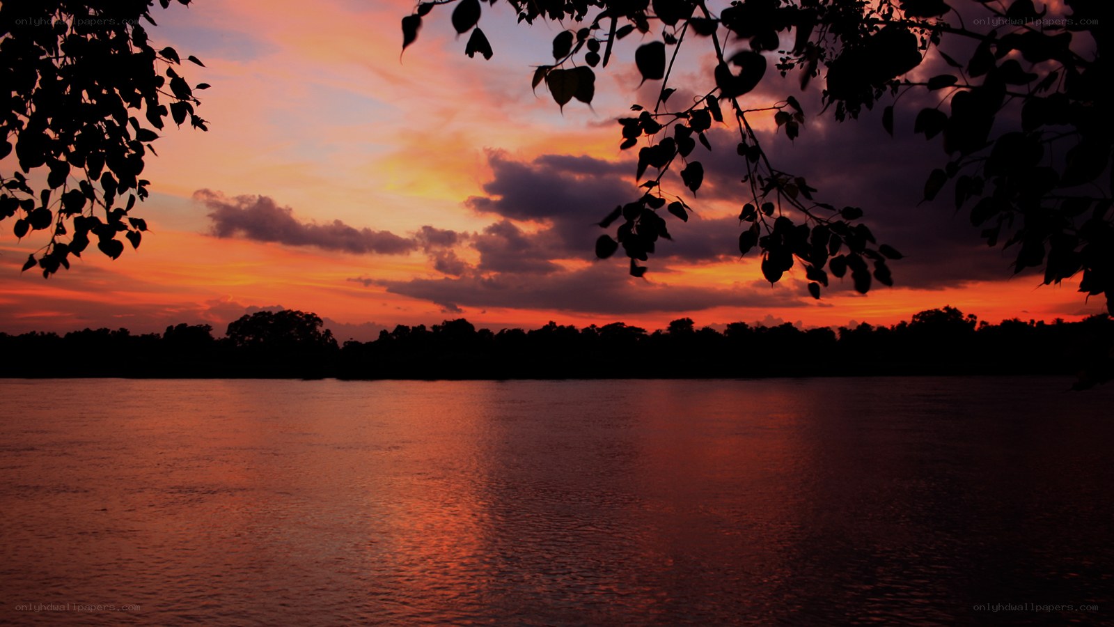 sunset over a river