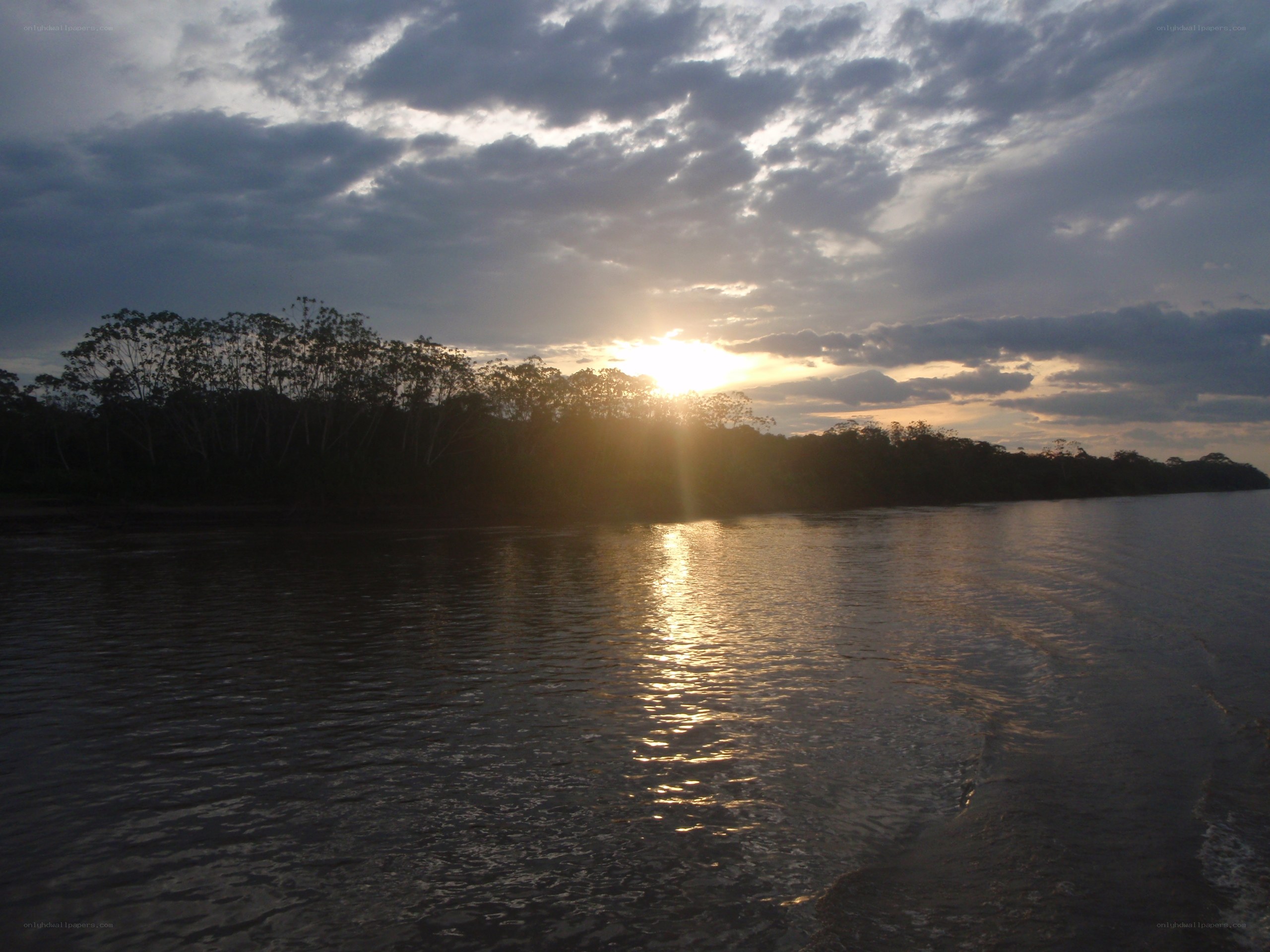 Sunset over a river