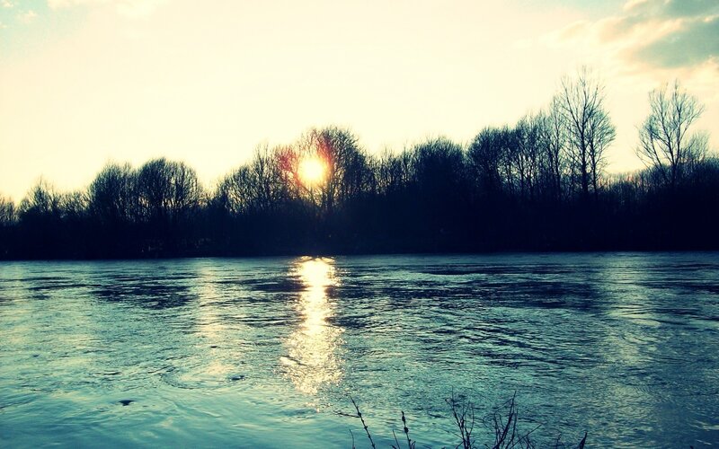 Sunset over a river
