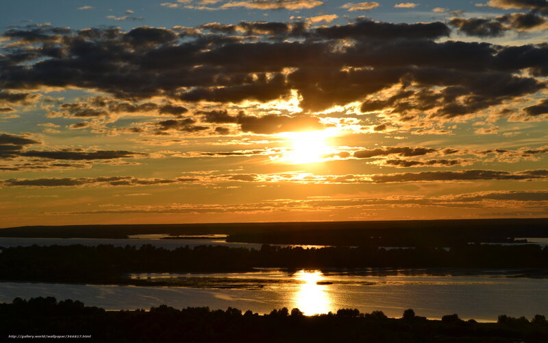 Sunset over a river landscape