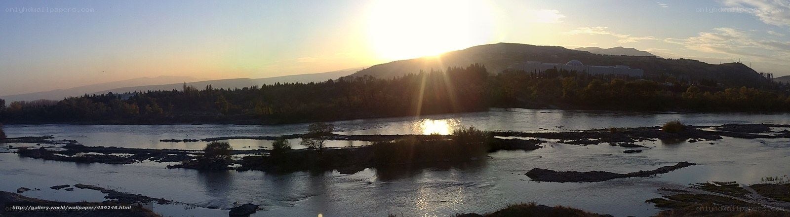 Sunset over a river landscape