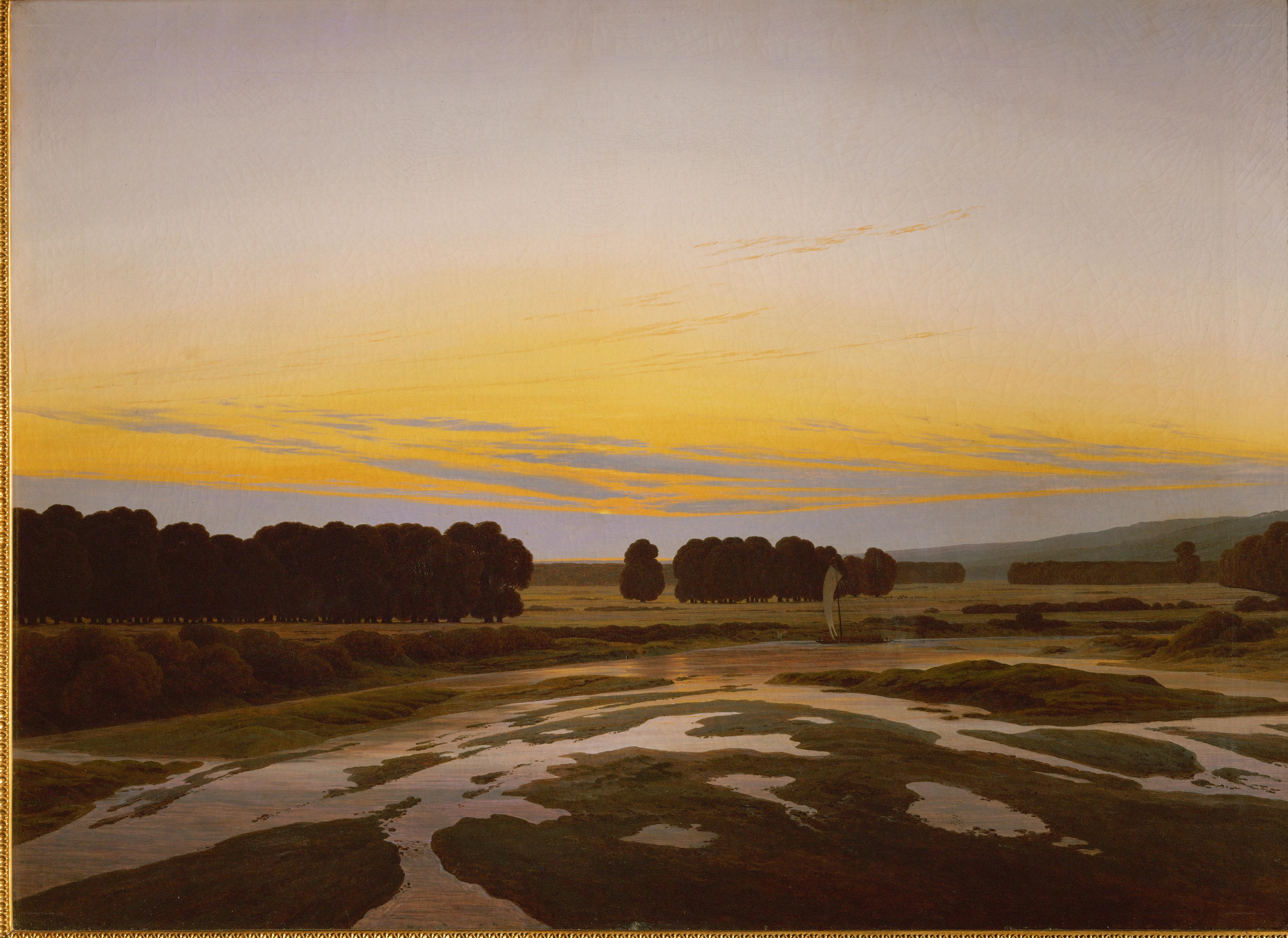 Sunset over a river landscape