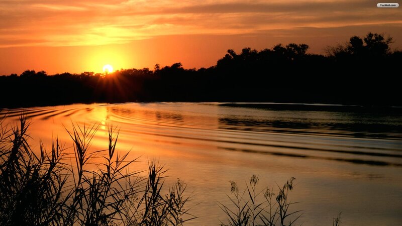 Sunset over a River — Orange, Serene