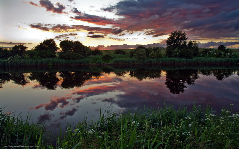 Sunset over a River — Purple