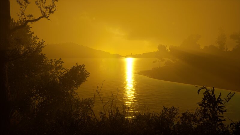 Sunset over a River — Yellow