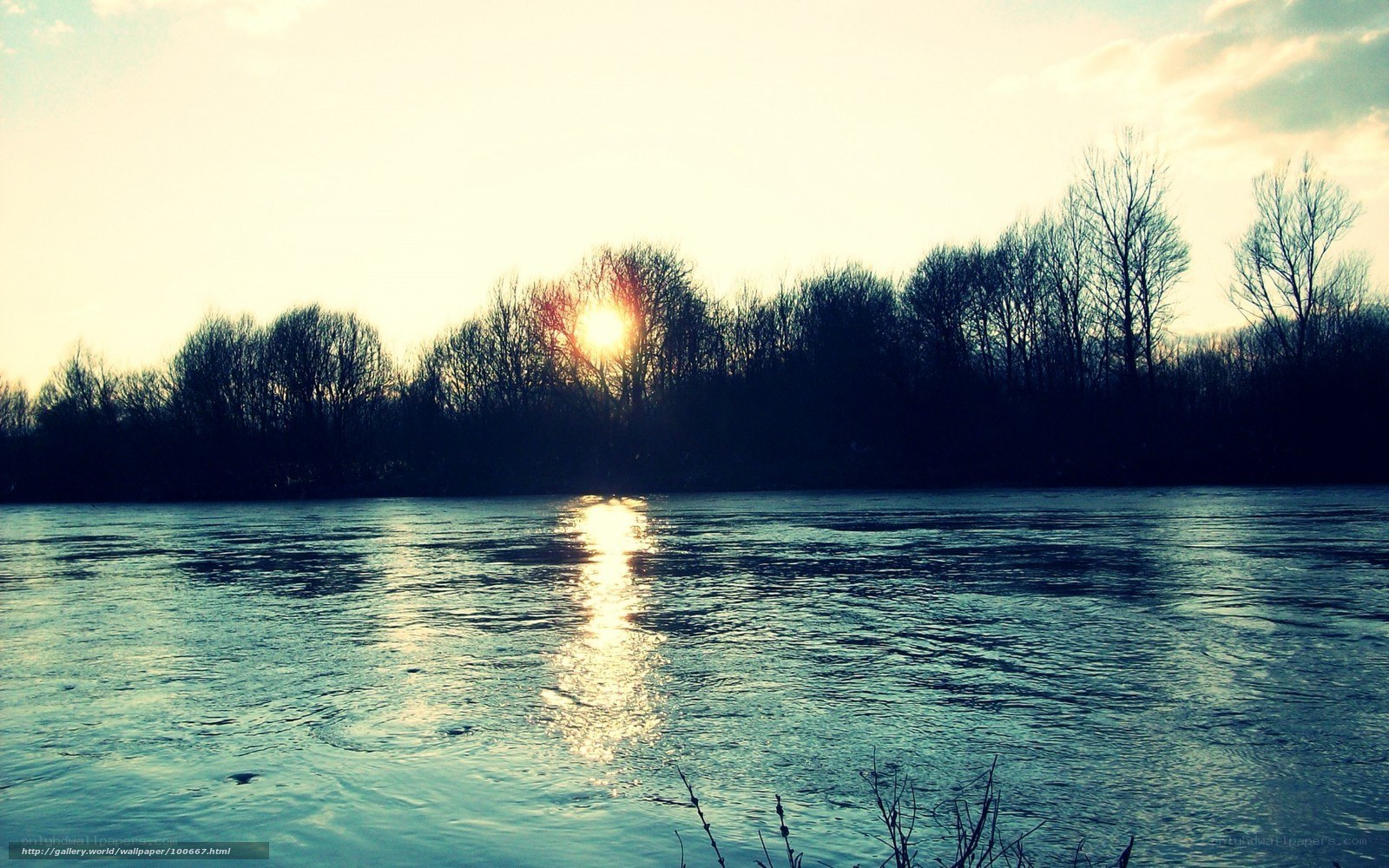 Sunset over a river