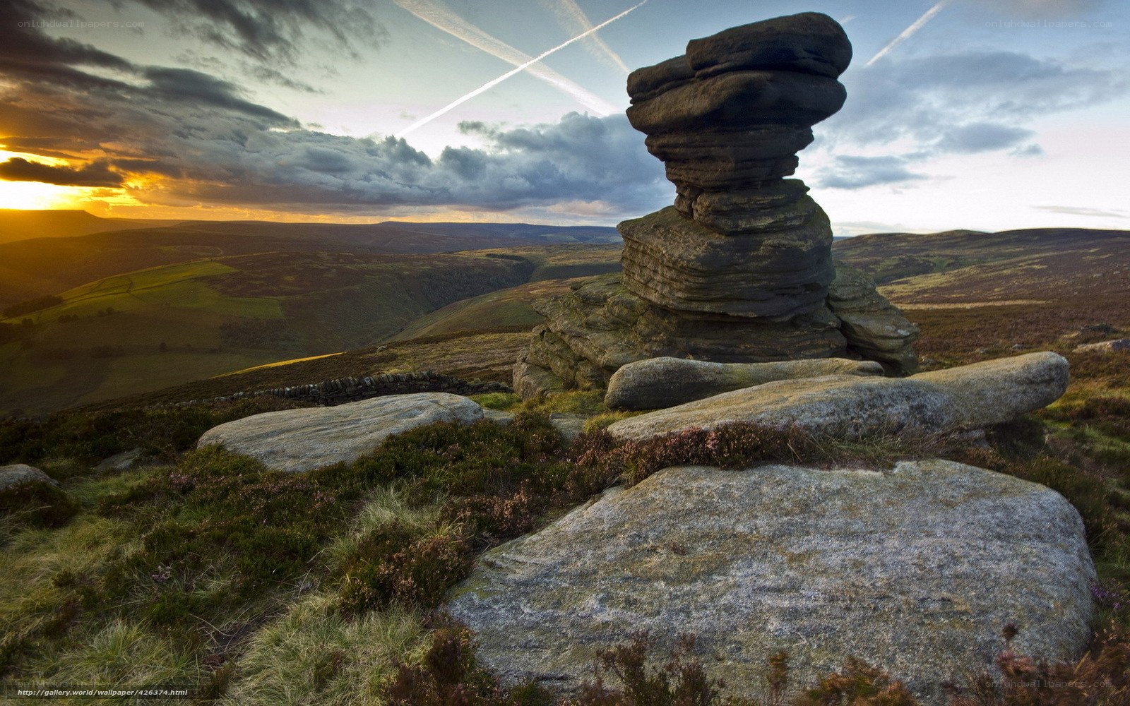 Sunset over a rock formation