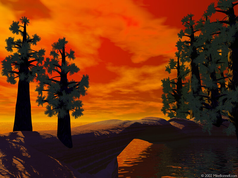 Sunset over a rocky island