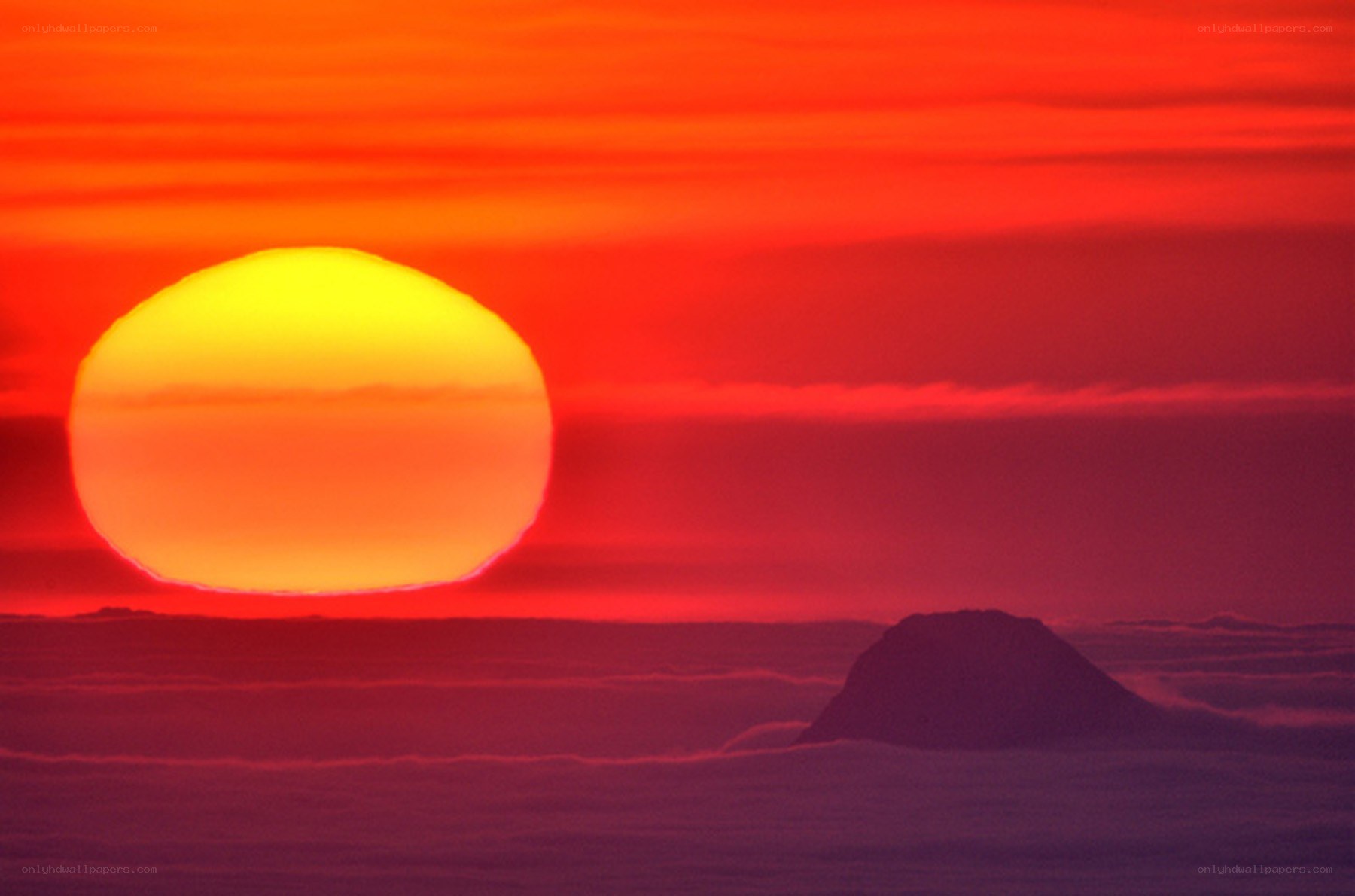 Sunset over a rocky island
