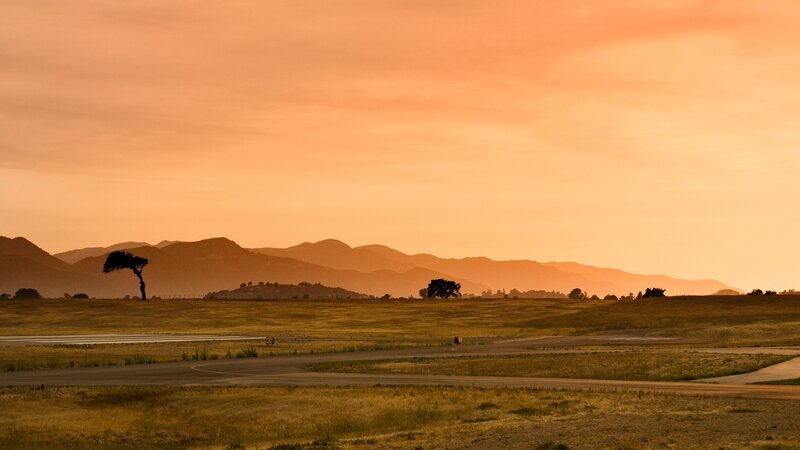 Sunset over a runway