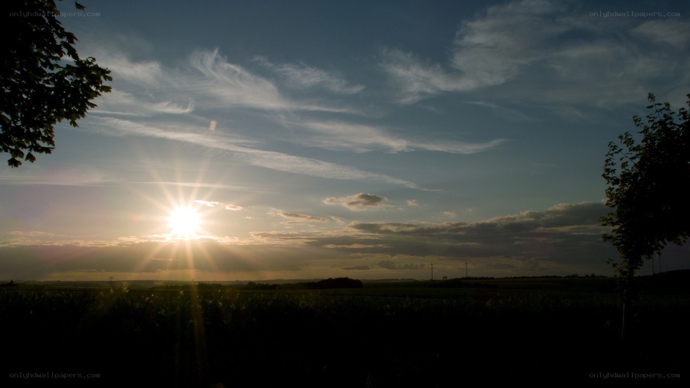 Sunset over a rural field