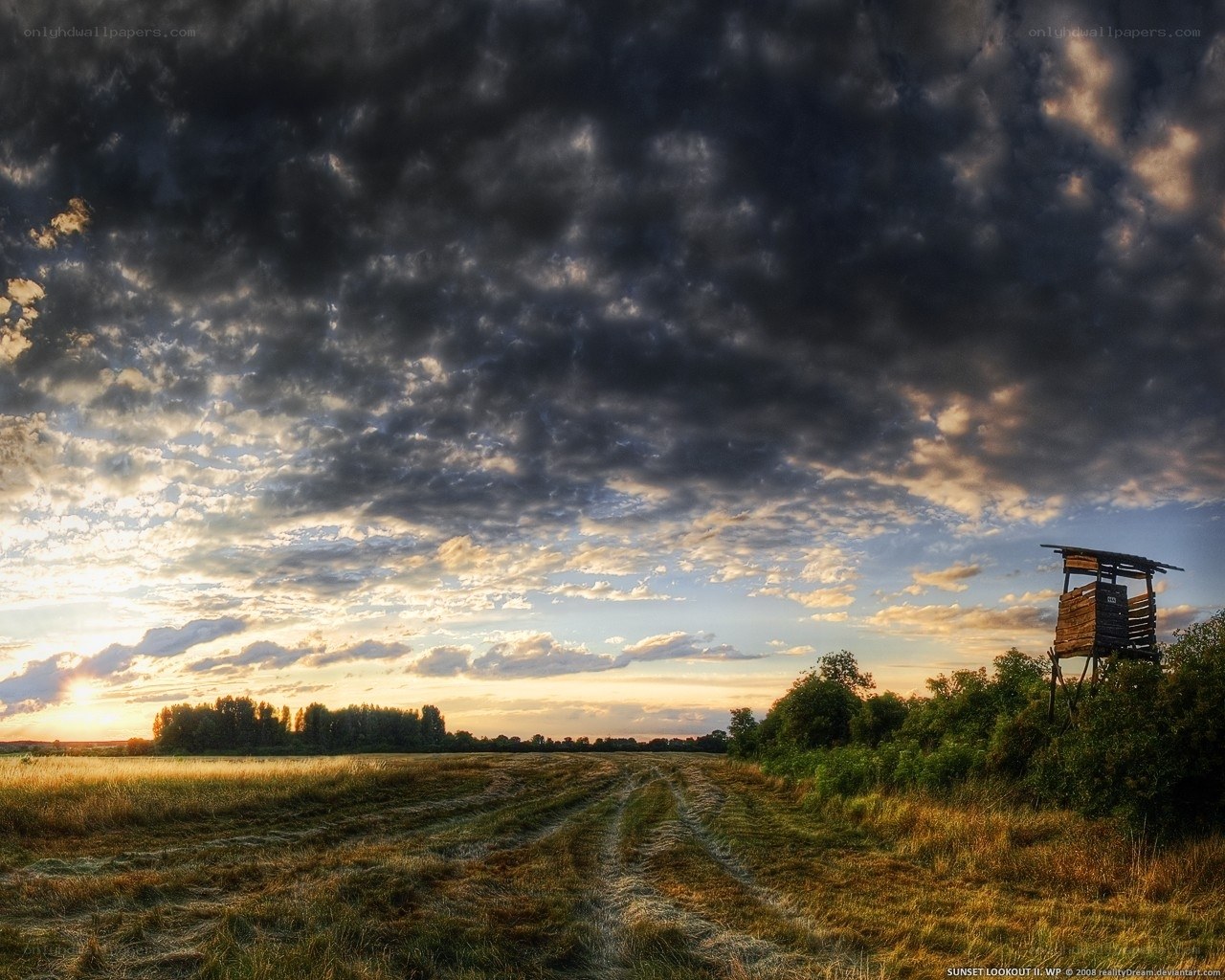Sunset over a rural field