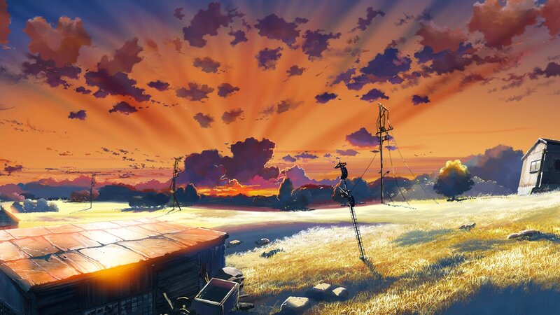 Sunset over a rural field