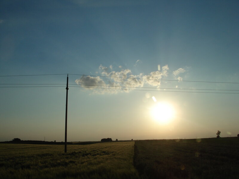 Sunset over a rural field