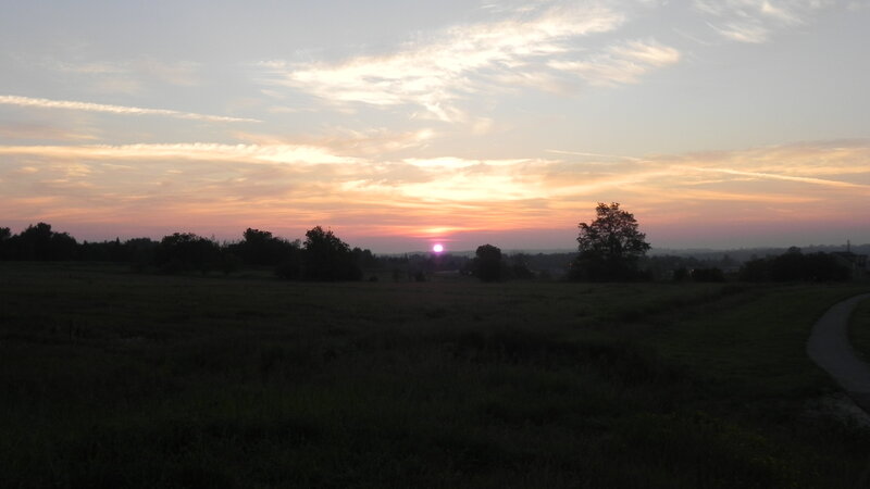 Sunset over a rural field