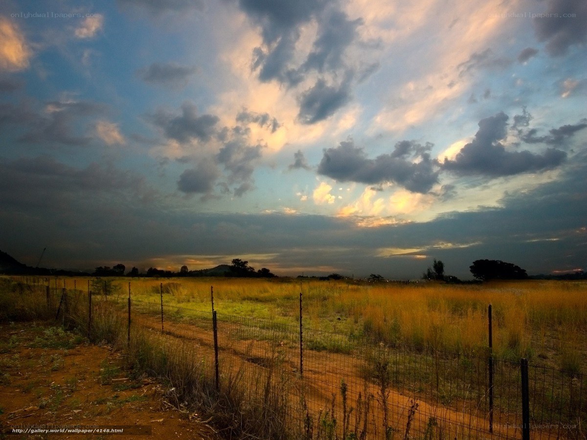 Sunset over a rural field