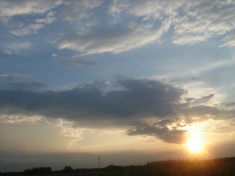 Sunset over a rural landscape
