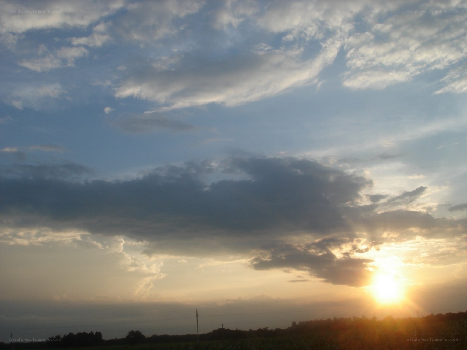 Sunset over a rural landscape