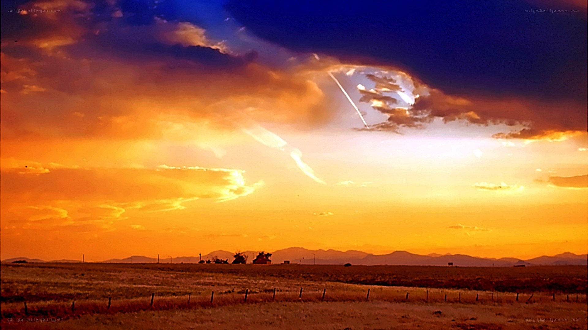 sunset over a rural landscape