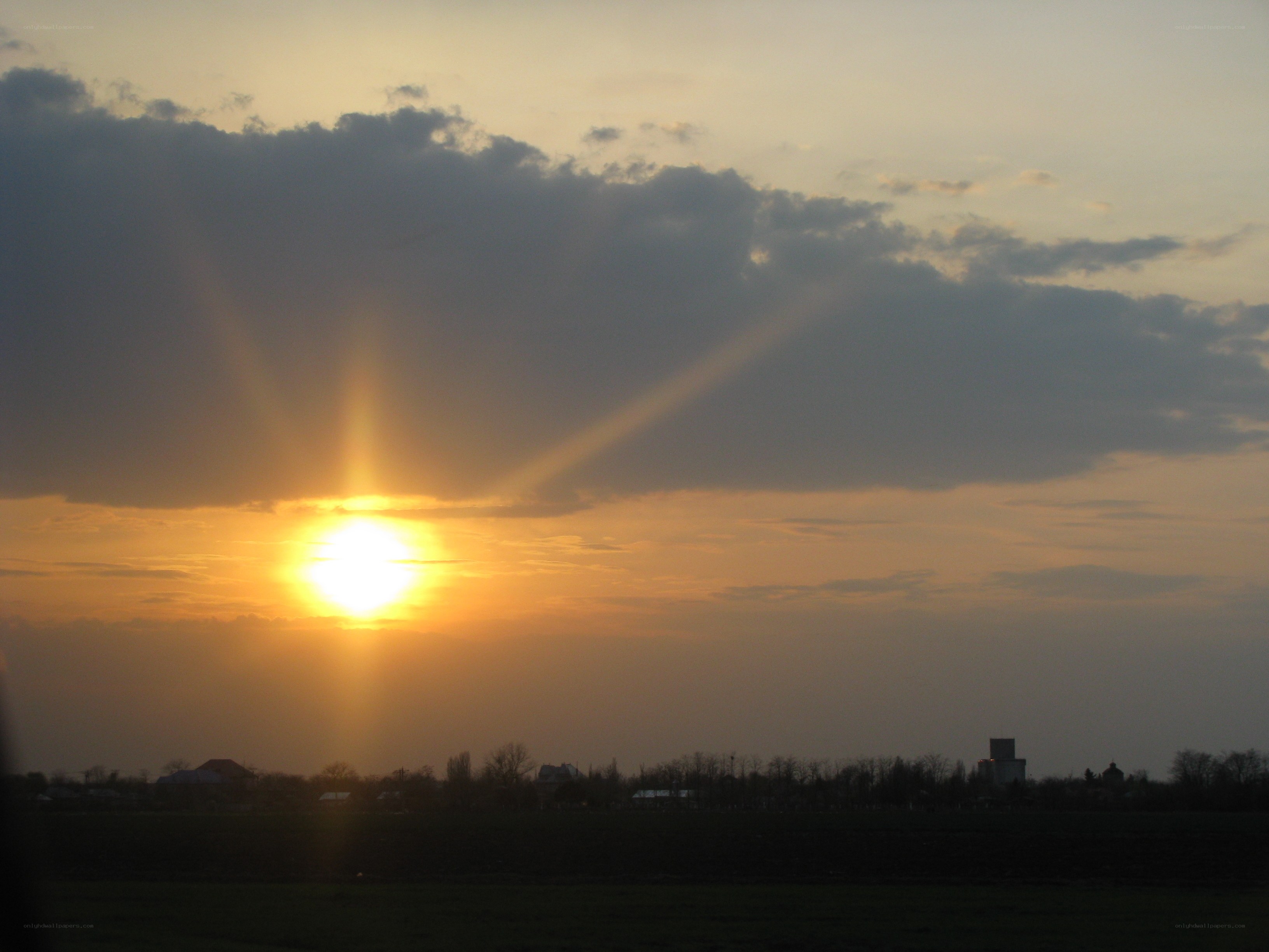 Sunset over a rural landscape